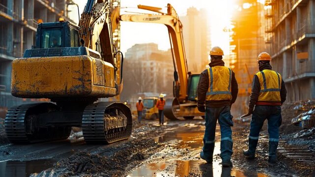 labor unions supporting heavy machinery operators at a construction site,