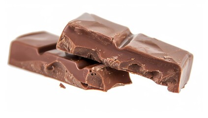 Close-up of chocolate bar with cross section showing milk and single frosted caramel center, isolated on white background, PNG file transparent background