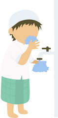 Muslim Boy Ablution Wudhu Step by Step Illustration