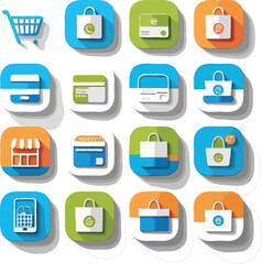 shopping icons set 1 button