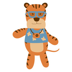 Tiger Cute Animal Holiday Illustration