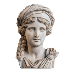 Penelope Face Statue Isolated on Transparent or White Background, PNG