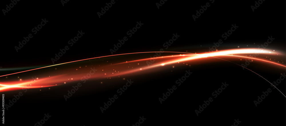 Poster futuristic light trail lines. abstract glowing dynamic streak light trail lines. light trail wave, f