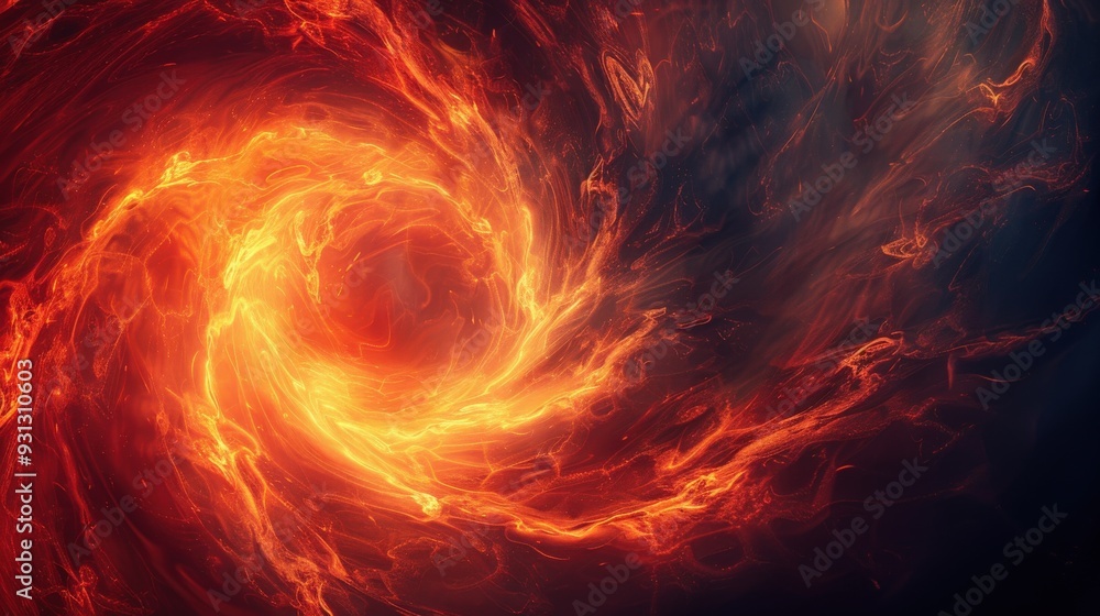 Poster design an abstract background with swirling fiery textures against a dark canvas. include sufficient