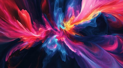 Obraz premium A vibrant abstract design featuring swirling colors in shades of pink, blue, and orange.