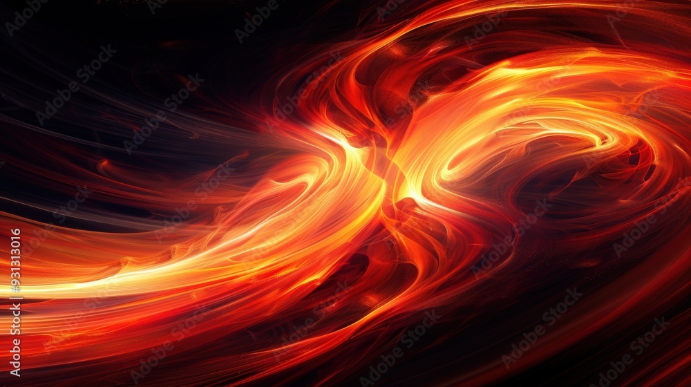 Poster generate an abstract background featuring fiery swirls on a dark background. ensure the swirls are v