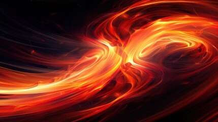 Obraz premium Generate an abstract background featuring fiery swirls on a dark background. Ensure the swirls are vivid and dynamic, with ample copy space for versatile use