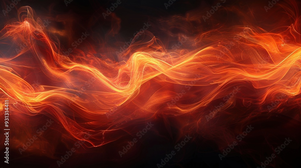 Poster craft an abstract background with fiery swirls on a dark backdrop. emphasize vivid and dynamic patte