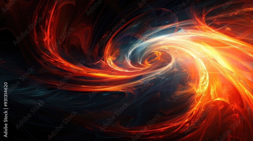 Poster create a high-resolution abstract background featuring fiery swirls on a dark surface. ensure the sw
