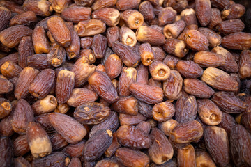 Sweet dates fruit in Dates Shop, Makkah City, Saudi Arabia in hajj season