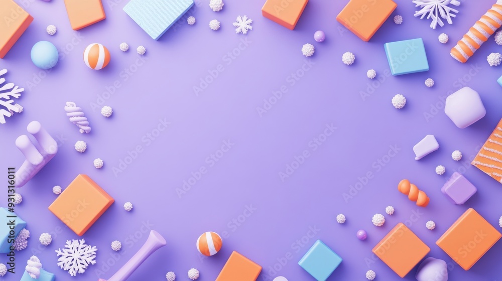 Poster frosty geometric symmetry - abstract winter pattern with 3d elements on solid background for creativ