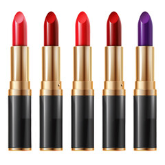 Obraz premium Set of Premium Bright Lipsticks in Various Colors Isolated on Transparent or White Background, PNG