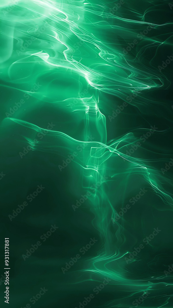Poster a mesmerizing abstract background featuring soft green waves and ethereal patterns, ideal for design