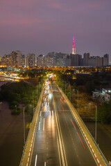 April 13, 2024: panoramic view of Ho Chi Minh City, Vietnam in the evening