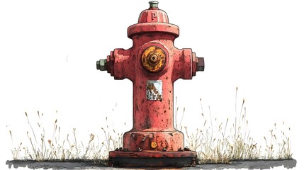 Fototapeta premium Rusty and Neglected Fire Hydrant in an Overgrown Outdoor Setting