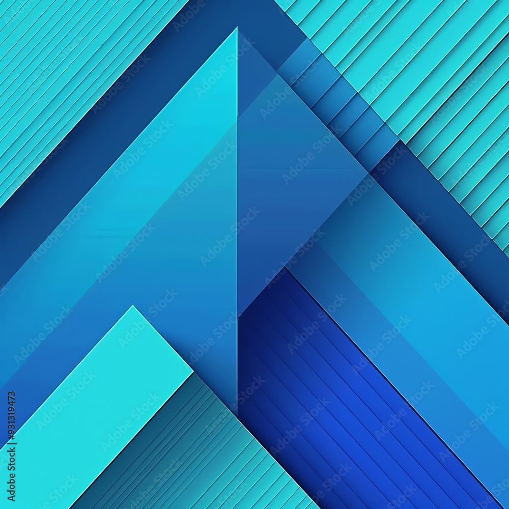 Poster a vibrant blue geometric abstract design featuring sharp angles and layers, perfect for modern backg