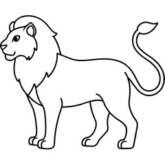 Carnivores Lion Silhouette Line Art Vector Illustration.