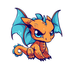A Cartoon Red Dragon With Big Eyes And A Tail