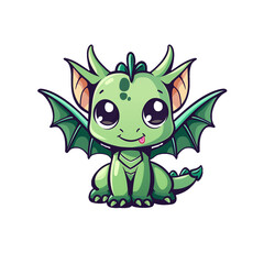 A Cartoon Green Dragon With Big Eyes And A Tail