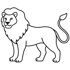 Carnivores Lion Silhouette Line Art Vector Illustration.