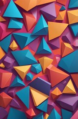 Fototapeta premium Vivid 3D Geometry, Triangles and Abstract Shapes