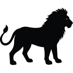 Carnivores Lion Silhouette Line Art Vector Illustration.