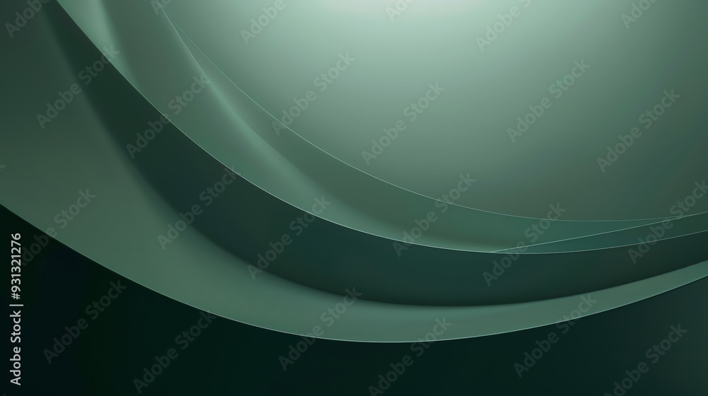 Poster abstract green waves create a serene and modern background, perfect for design projects and digital 