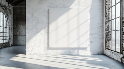 Obraz premium A minimalist setting with a white canvas as the focal point, inviting reflection on blank spaces.