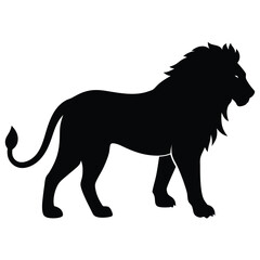 Carnivores Lion Silhouette Line Art Vector Illustration.