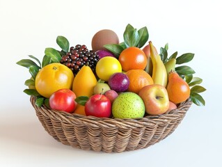 A vibrant basket filled with a variety of fresh fruits, showcasing colorful and healthy options for a nutritious lifestyle.