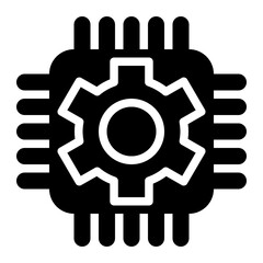 mechatronics, engineering, semiconductor, electromechanical, microelectronics, processor glyph or solid icon