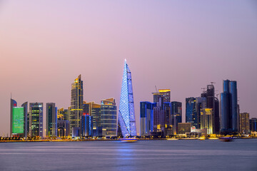 Panoramic Doha Skyline Sunset sunrise