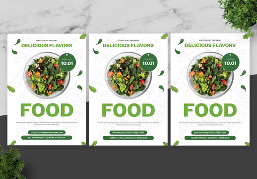 Green and White Healthy Food Flyer