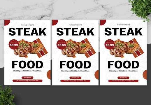 Red and White Steak Food Flyer