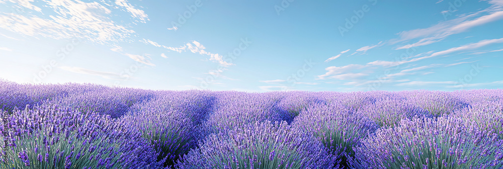 Wall mural field of lavender under a clear blue sky, big copy space