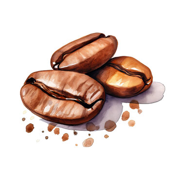 recommend clip art: Watercolor roasted Coffee Beans clipart Isolated on Transparent Background, png files