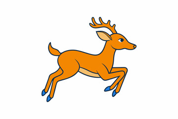 Minimalistic leaping deer vector art illustration