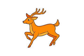 Minimalistic leaping deer vector art illustration