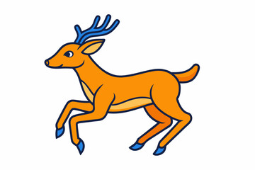 Minimalistic leaping deer vector art illustration