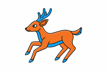 Minimalistic leaping deer vector art illustration