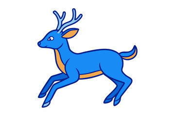 Minimalistic leaping deer vector art illustration