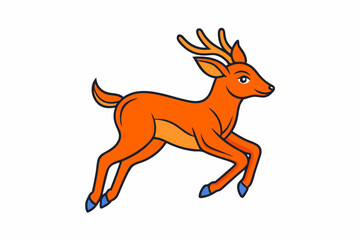 Minimalistic leaping deer vector art illustration