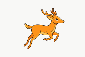 Minimalistic leaping deer vector art illustration