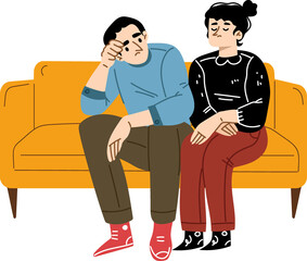 Disappointed Couple on Couch