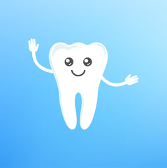 Cute happy smiling tooth. Oral health and hygiene.