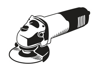 black and white vector of electric hand machine grinder