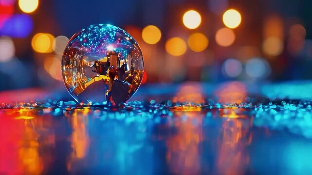 a disco ball  and  a dancer  on a dance floor