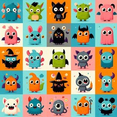 Obraz premium Cute Halloween monsters for kids