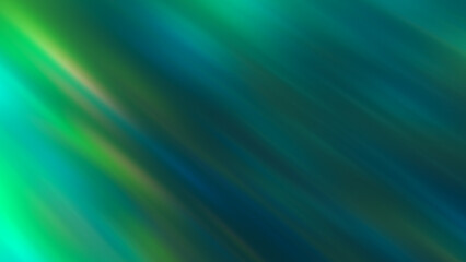 Defocused grainy cyan, blue, acid green, teal gradient. Blurred rays background 8K 16:9, copy space. Diagonal beams of light. Abstract aurora borealis northern lights sky. Mystic shine in magic forest