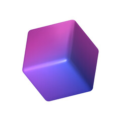 Abstract violet 3D cube illustration, isolated on white background. Perfect for infographics, digital, and print materials. Modern, realistic, and scalable vector graphic for versatile design use.